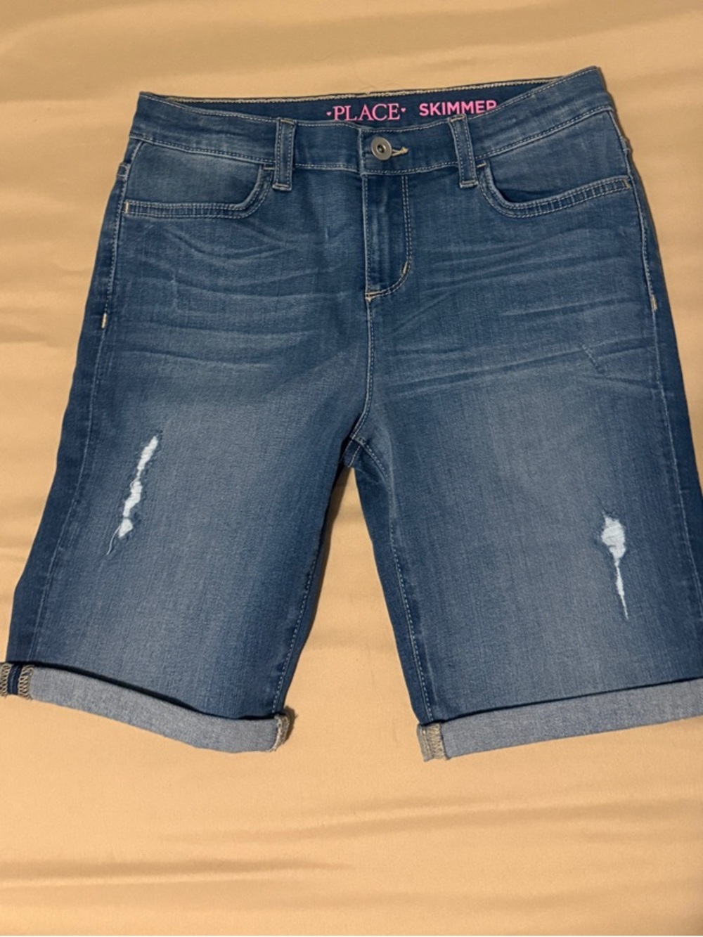 The Children's Place Denim Cuffed Skimmer Shorts - Blue